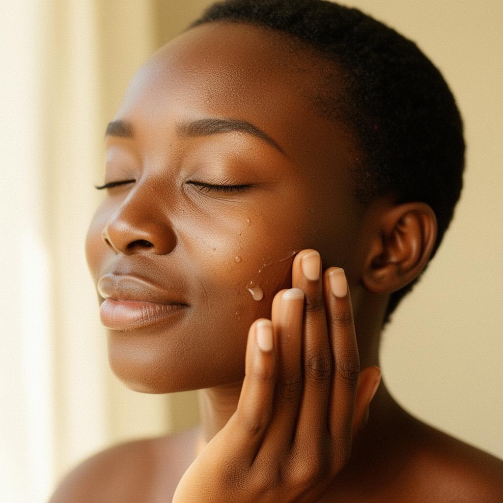 Applying cream, soft daylight